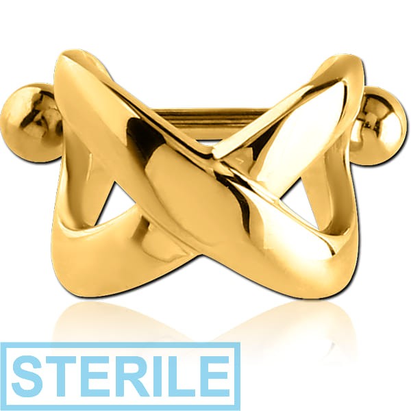 STERILE GOLD PVD COATED SURGICAL STEEL CARTILAGE SHIELD - INFINITY
