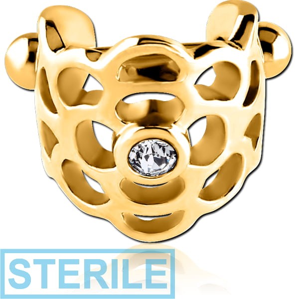 STERILE GOLD PVD COATED SURGICAL STEEL JEWELLED CARTILAGE SHIELD
