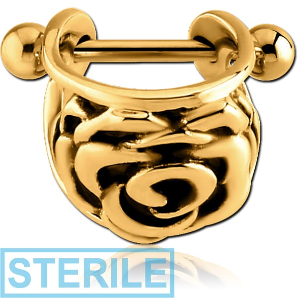 STERILE GOLD PVD COATED SURGICAL STEEL CARTILAGE SHIELD - ROSE