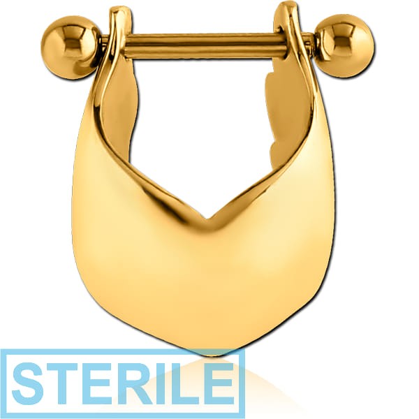 STERILE GOLD PVD COATED SURGICAL STEEL CARTILAGE SHIELD - V
