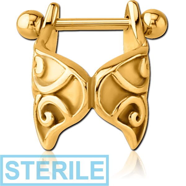 STERILE GOLD PVD COATED SURGICAL STEEL CARTILAGE SHIELD - WINGS