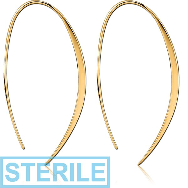 STERILE GOLD PVD COATED SURGICAL STEEL EARRINGS PAIR