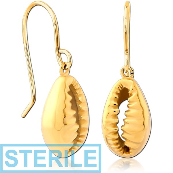 STERILE GOLD PVD COATED SURGICAL STEEL EARRINGS - SHELL