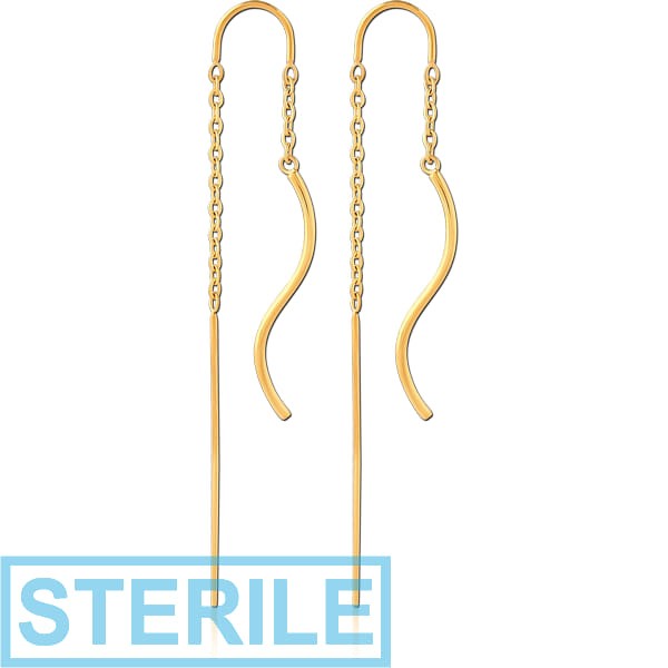 STERILE GOLD PVD COATED SURGICAL STEEL CHAIN EARRINGS PAIR
