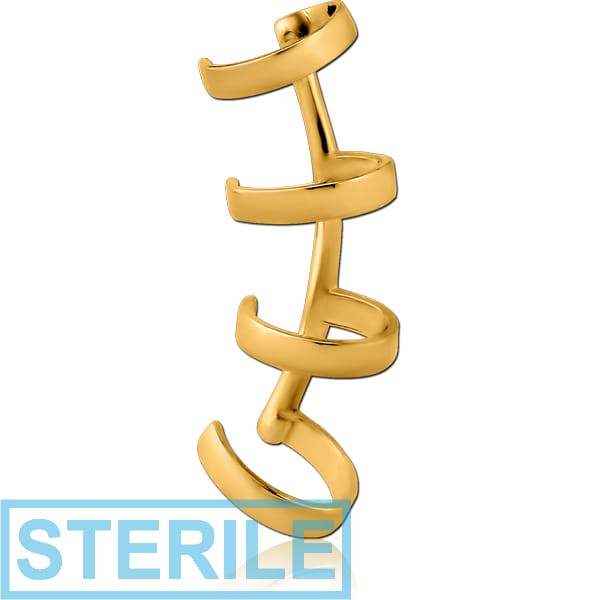 STERILE GOLD PVD COATED SURGICAL STEEL EAR CUFF - FOUR STRIPES