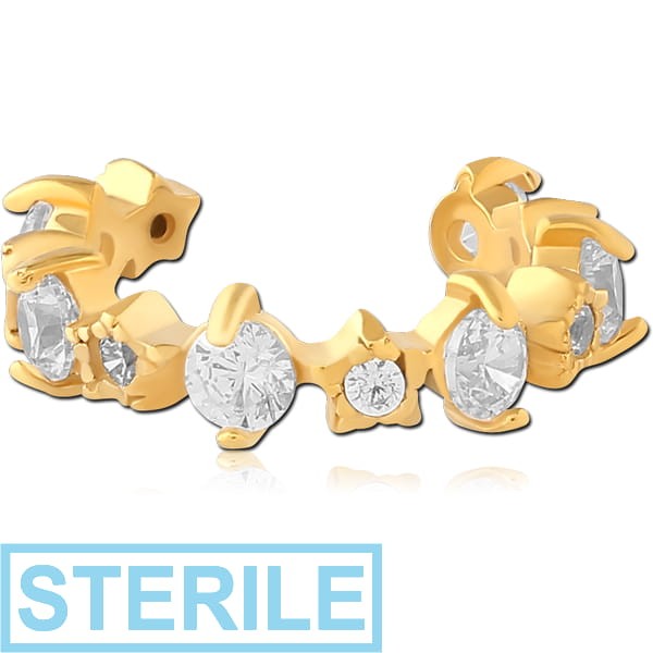 STERILE GOLD PVD COATED SURGICAL STEEL JEWELLED EAR CUFF