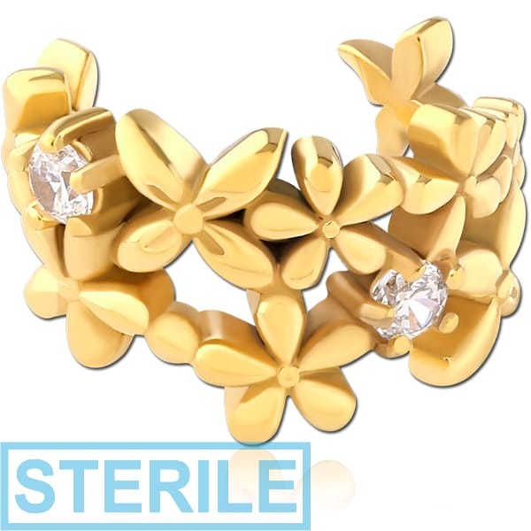 STERILE GOLD PVD COATED SURGICAL STEEL JEWELLED EAR CUFF