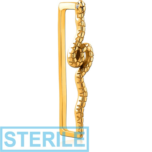 STERILE GOLD PVD COATED SURGICAL STEEL JEWELLED EAR CUFF