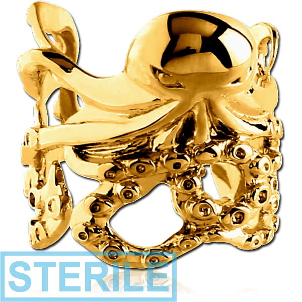 STERILE GOLD PVD COATED SURGICAL STEEL EAR CUFF - SQUID