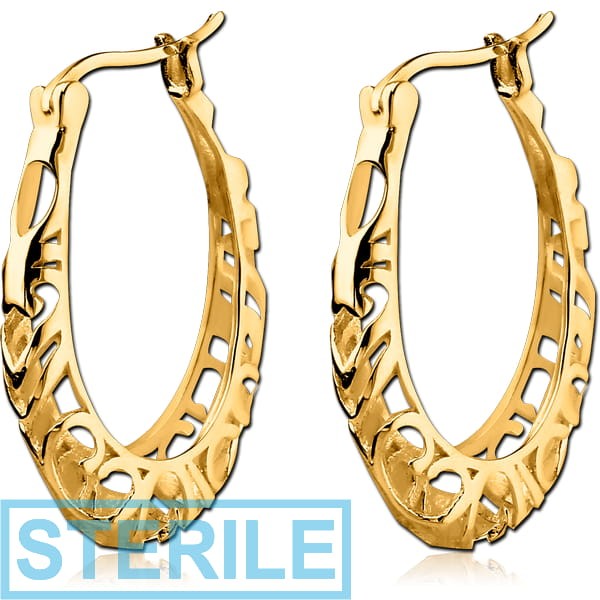 STERILE GOLD PVD COATED SURGICAL STEEL HOOP EARRINGS