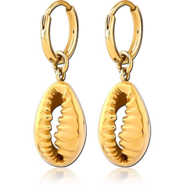 STERILE GOLD PVD COATED SURGICAL STEEL EARRINGS - SHELL