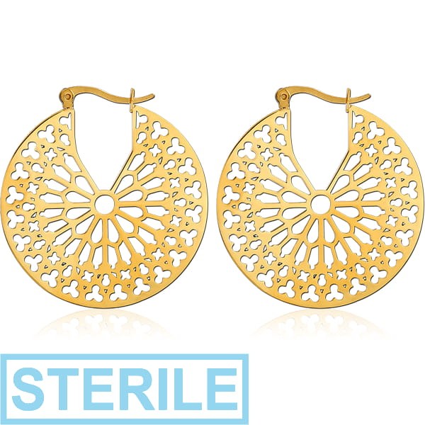 STERILE GOLD PVD COATED SURGICAL STEEL HOOP EARRINGS