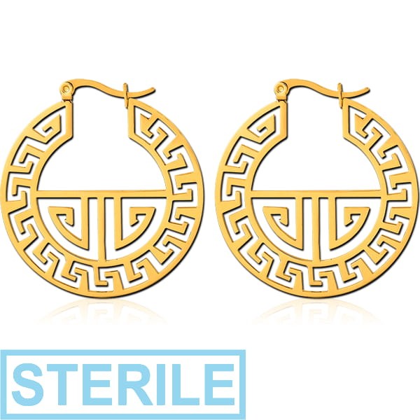 STERILE GOLD PVD COATED SURGICAL STEEL HOOP EARRINGS