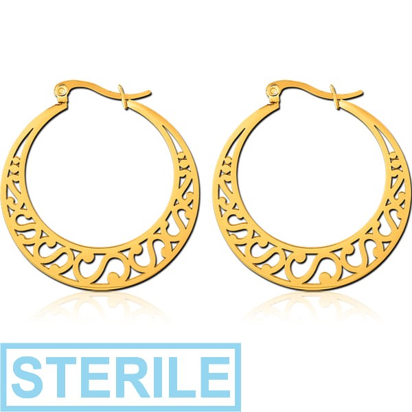 STERILE GOLD PVD COATED SURGICAL STEEL HOOP EARRINGS
