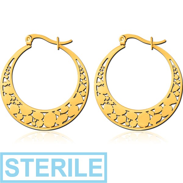 STERILE GOLD PVD COATED SURGICAL STEEL HOOP EARRINGS
