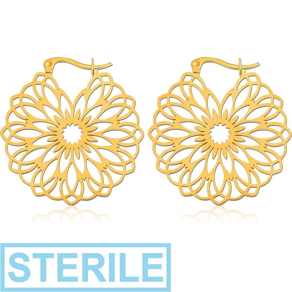 STERILE GOLD PVD COATED SURGICAL STEEL HOOP EARRINGS
