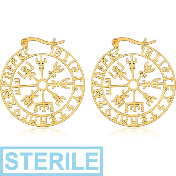 STERILE GOLD PVD COATED SURGICAL STEEL HOOP EARRINGS