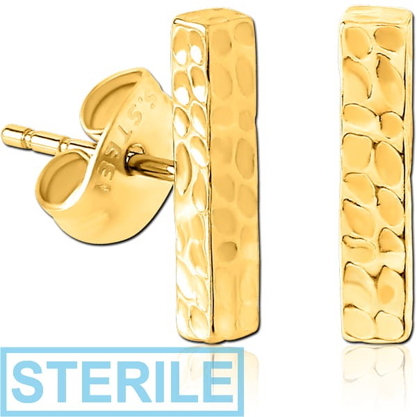 STERILE GOLD PVD COATED SURGICAL STEEL EAR STUDS