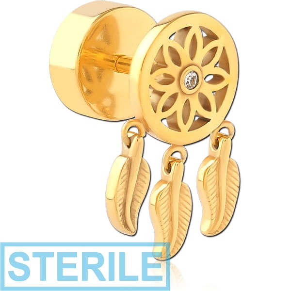 STERILE GOLD PVD COATED SURGICAL STEEL FAKE PLUG