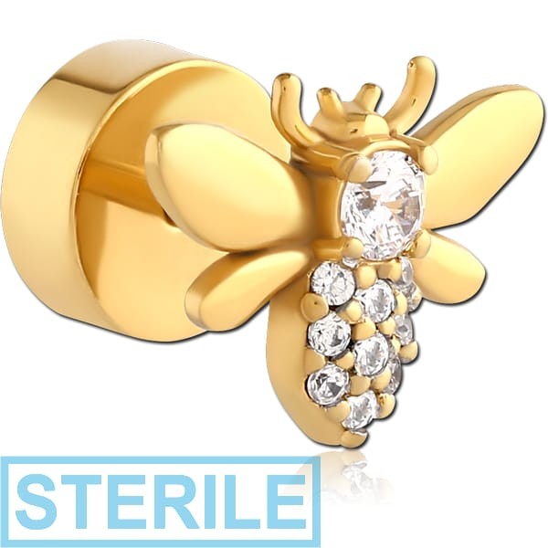 STERILE GOLD PVD COATED SURGICAL STEEL FAKE PLUG