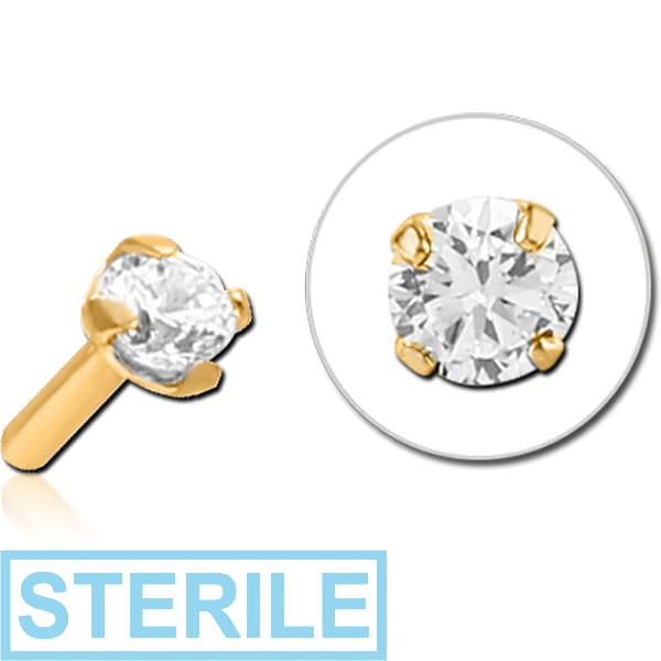 STERILE GOLD PVD COATED SURGICAL STEEL JEWELLED PUSH FIT ATTACHMENT FOR BIOFLEX INTERNAL LABRET