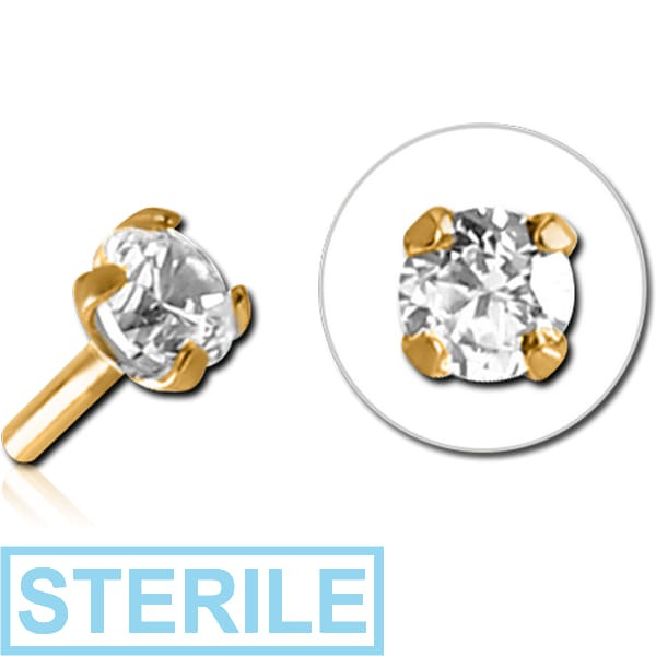 STERILE GOLD PVD COATED SURGICAL STEEL JEWELLED PUSH FIT ATTACHMENT FOR BIOFLEX INTERNAL LABRET