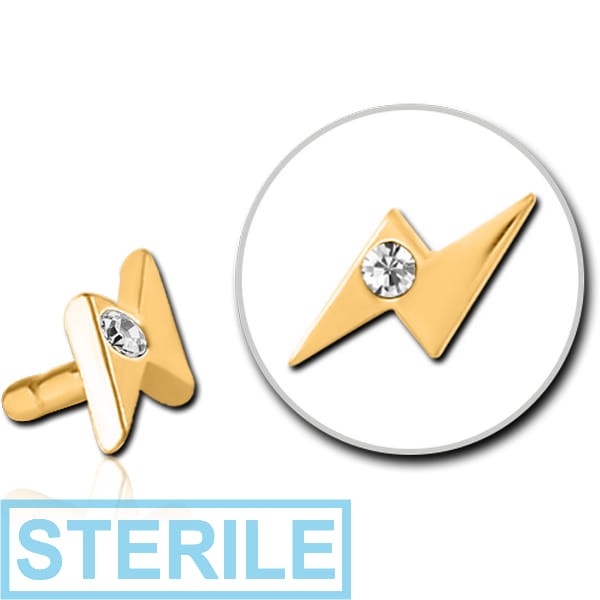 STERILE GOLD PVD COATED SURGICAL STEEL JEWELLED PUSH FIT ATTACHMENT FOR BIOFLEX INTERNAL LABRET - THUNDER
