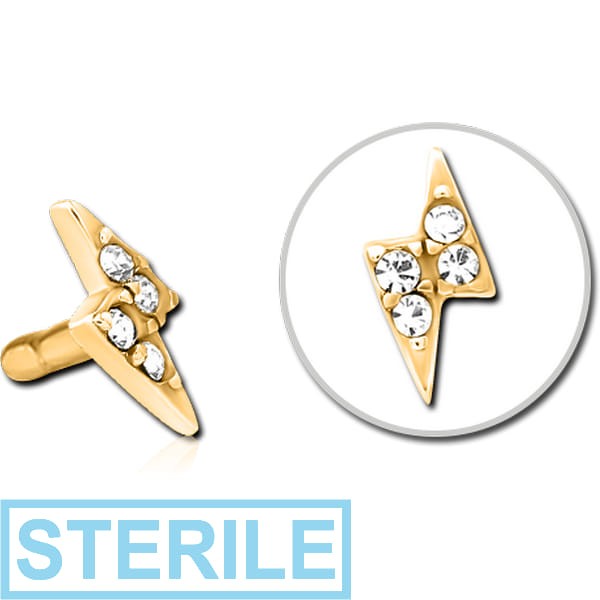 STERILE GOLD PVD COATED SURGICAL STEEL JEWELLED PUSH FIT ATTACHMENT FOR BIOFLEX INTERNAL LABRET - THUNDER