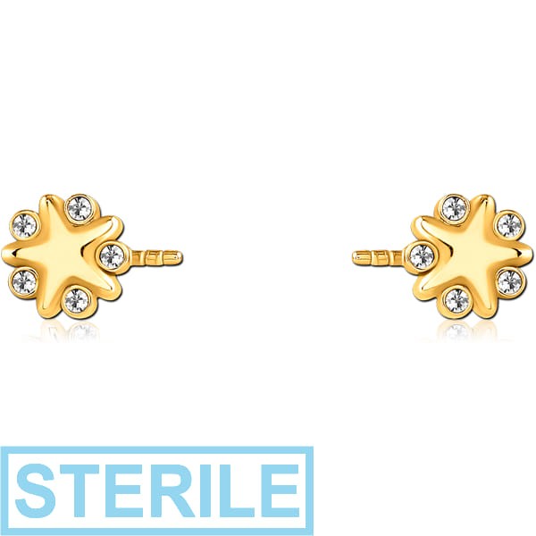 STERILE GOLD PVD COATED SURGICAL STEEL PUSH FIT JEWELLED ATTACHMENT FOR BIOFLEX INTERNAL NIPPLE SHIELD