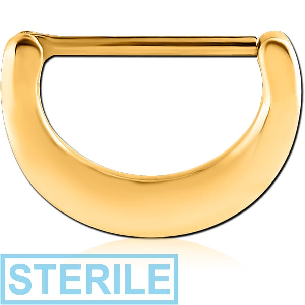 STERILE GOLD PVD COATED SURGICAL STEEL NIPPLE CLICKER - PLAIN