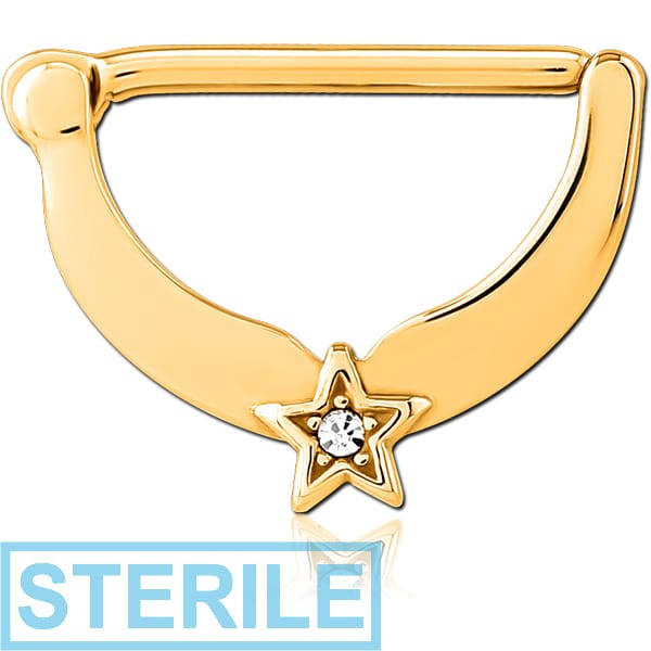STERILE GOLD PVD COATED SURGICAL STEEL JEWELLED NIPPLE CLICKER