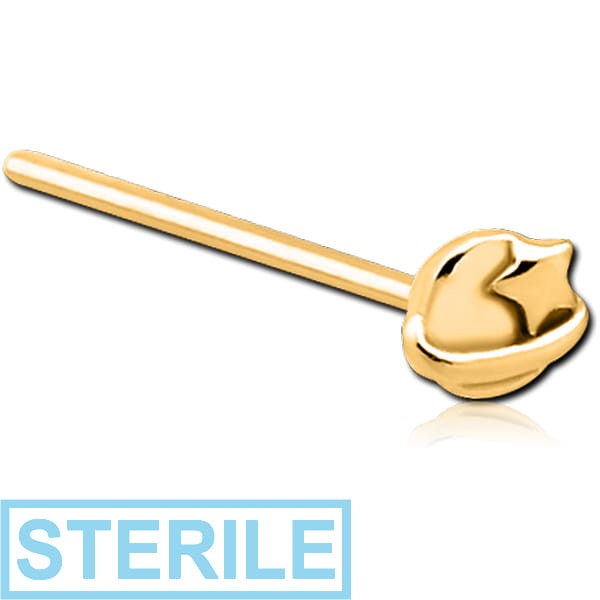 STERILE GOLD PVD COATED SURGICAL STEEL STRAIGHT NOSE STUD