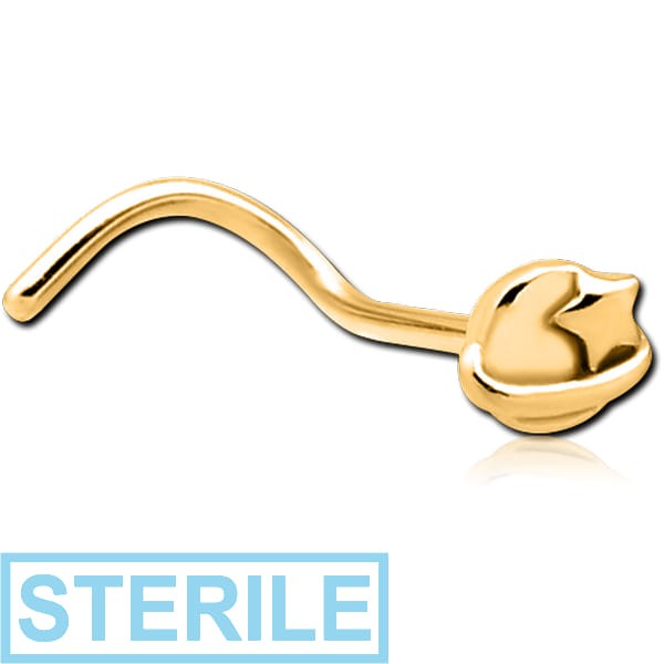 STERILE GOLD PVD COATED SURGICAL STEEL CURVED NOSE STUD