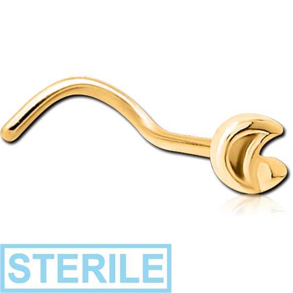 STERILE GOLD PVD COATED SURGICAL STEEL CURVED NOSE STUD