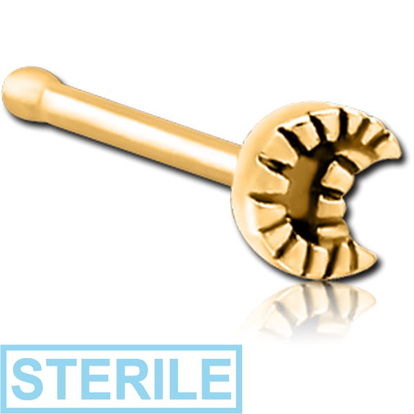 STERILE GOLD PVD COATED SURGICAL STEEL NOSE BONE - CRESCENT