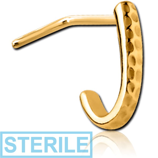 STERILE GOLD PVD COATED SURGICAL STEEL 90 DEGREE WRAP AROUND NOSE STUD