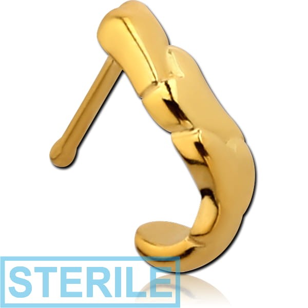 STERILE GOLD PVD COATED SURGICAL STEEL WRAP AROUND NOSE BONE- HEARTS