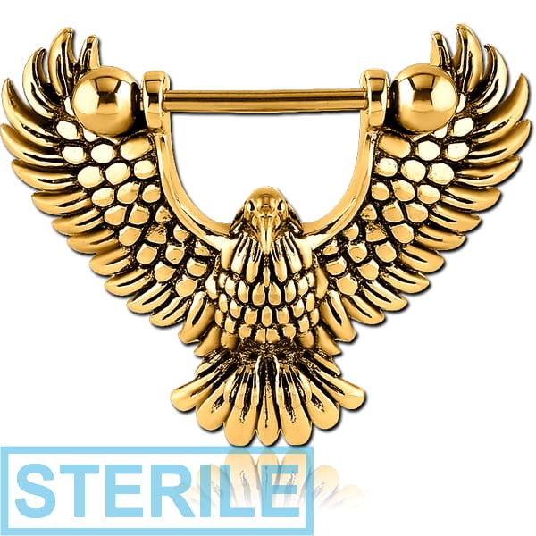 STERILE GOLD PVD COATED SURGICAL STEEL NIPPLE SHIELD - EAGLE