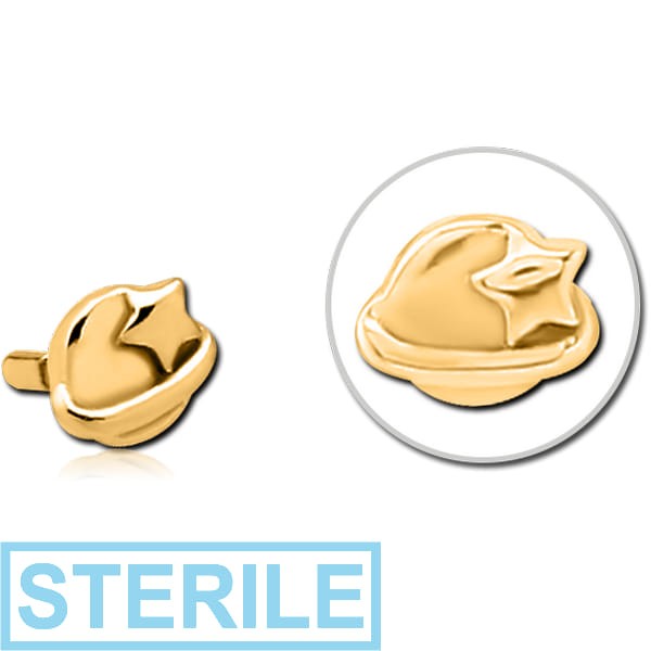 STERILE GOLD PVD COATED SURGICAL STEEL PUSH FIT ATTACHMENT FOR BIOFLEX INTERNAL LABRET - EYE STAR