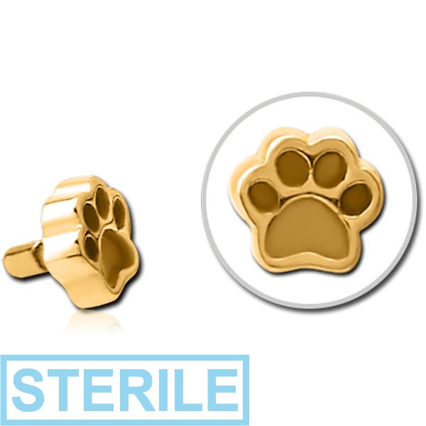 STERILE GOLD PVD COATED SURGICAL STEEL PUSH FIT ATTACHMENT FOR BIOFLEX INTERNAL LABRET - ANIMAL PAW INDENT