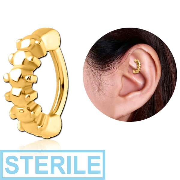 STERILE GOLD PVD COATED SURGICAL STEEL ROOK CLICKER - CATERPILLAR