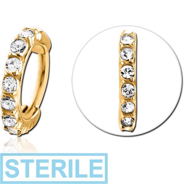 STERILE GOLD PVD COATED SURGICAL STEEL PRONG SET PREMIUM CRYSTAL JEWELLED MULTI PURPOSE CLICKER