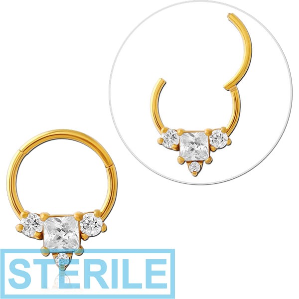 STERILE GOLD PVD COATED SURGICAL STEEL JEWELLED MULTI PURPOSE CLICKER