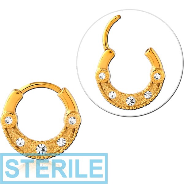STERILE GOLD PVD COATED SURGICAL STEEL JEWELLED MULTI PURPOSE CLICKER