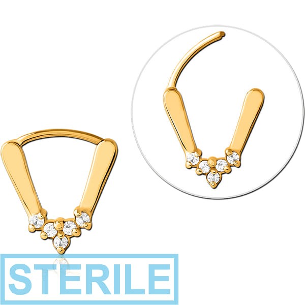 STERILE GOLD PVD COATED SURGICAL STEEL JEWELLED MULTI PURPOSE CLICKER
