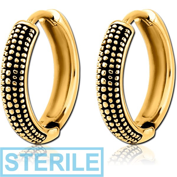 STERILE GOLD PVD COATED SURGICAL STEEL HUGGIES PAIR