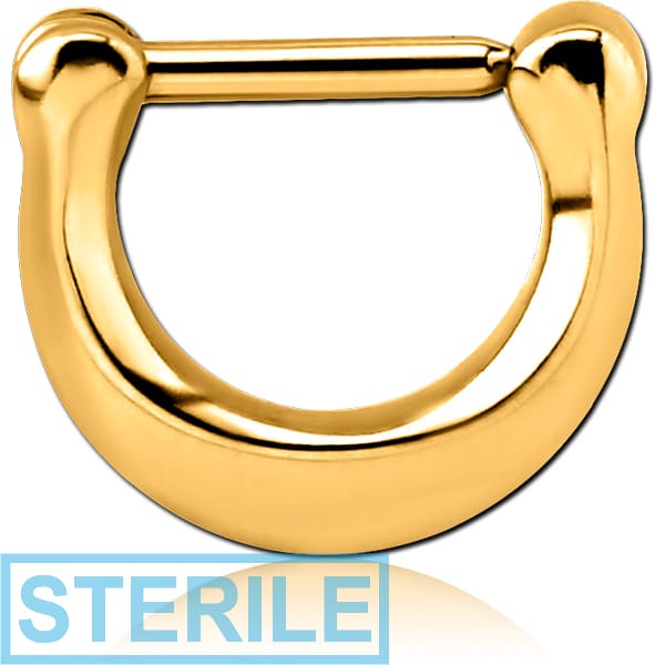 STERILE GOLD PVD COATED SURGICAL STEEL HINGED SEPTUM CLICKER