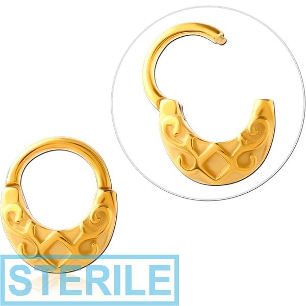 STERILE GOLD PVD COATED SURGICAL STEEL HINGED SEPTUM CLICKER