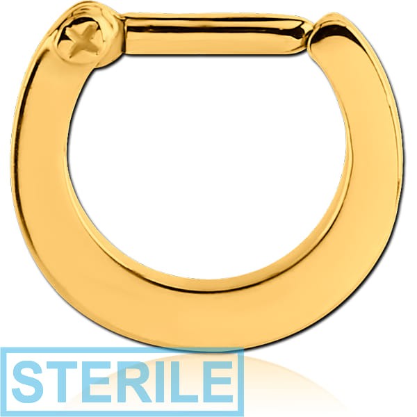 STERILE GOLD PVD COATED SURGICAL STEEL HINGED SEPTUM CLICKER