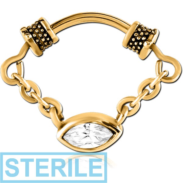 STERILE GOLD PVD COATED SURGICAL STEEL JEWELLED SETPTUM